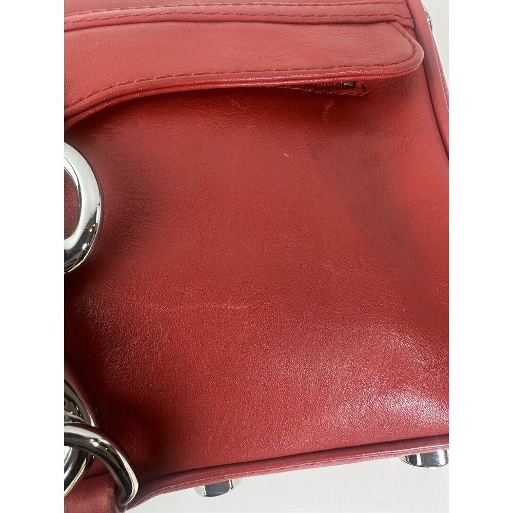Rebecca Minkoff Mini Mac Crossbody Bag Red Leather Purse Chain Strap Studded - Picture 2 of 16